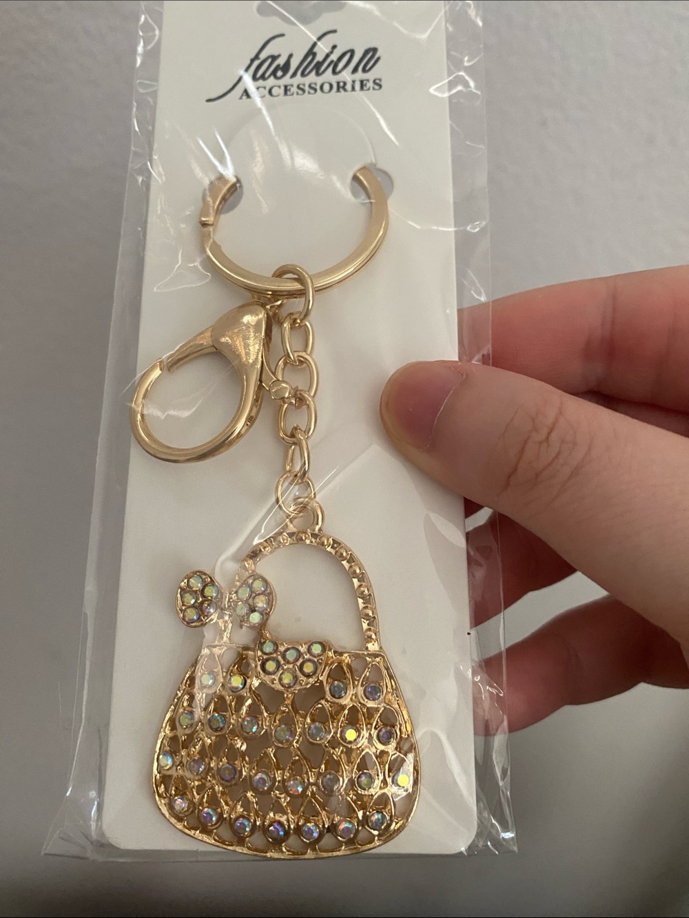 Gold Crystal Handbag Keychain - Picture 2 of 2